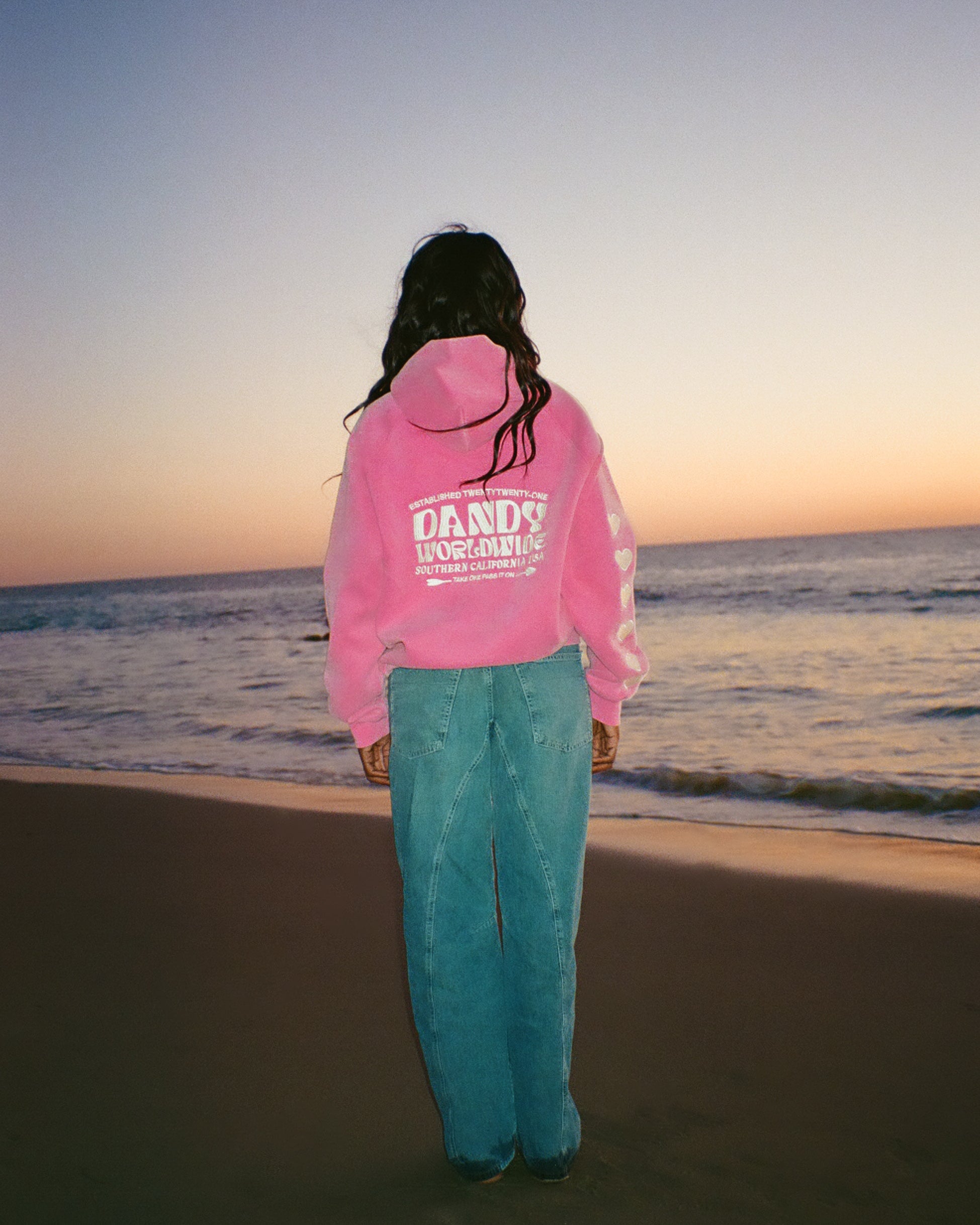 "Heart on My Sleeve" Oversized Lux Hoodie in Vintage Washed Pink