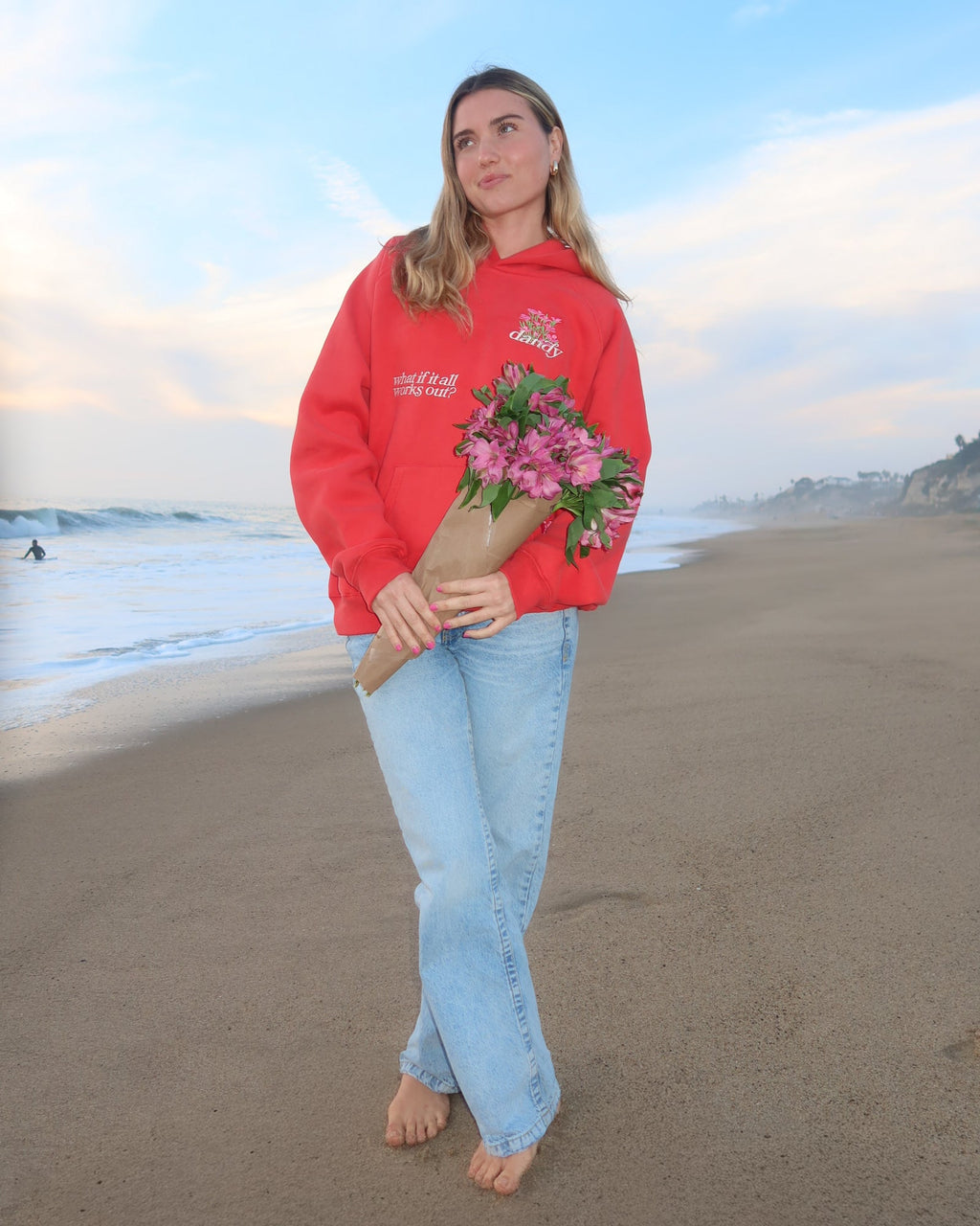 "What If" Oversized Lux Hoodie in Red