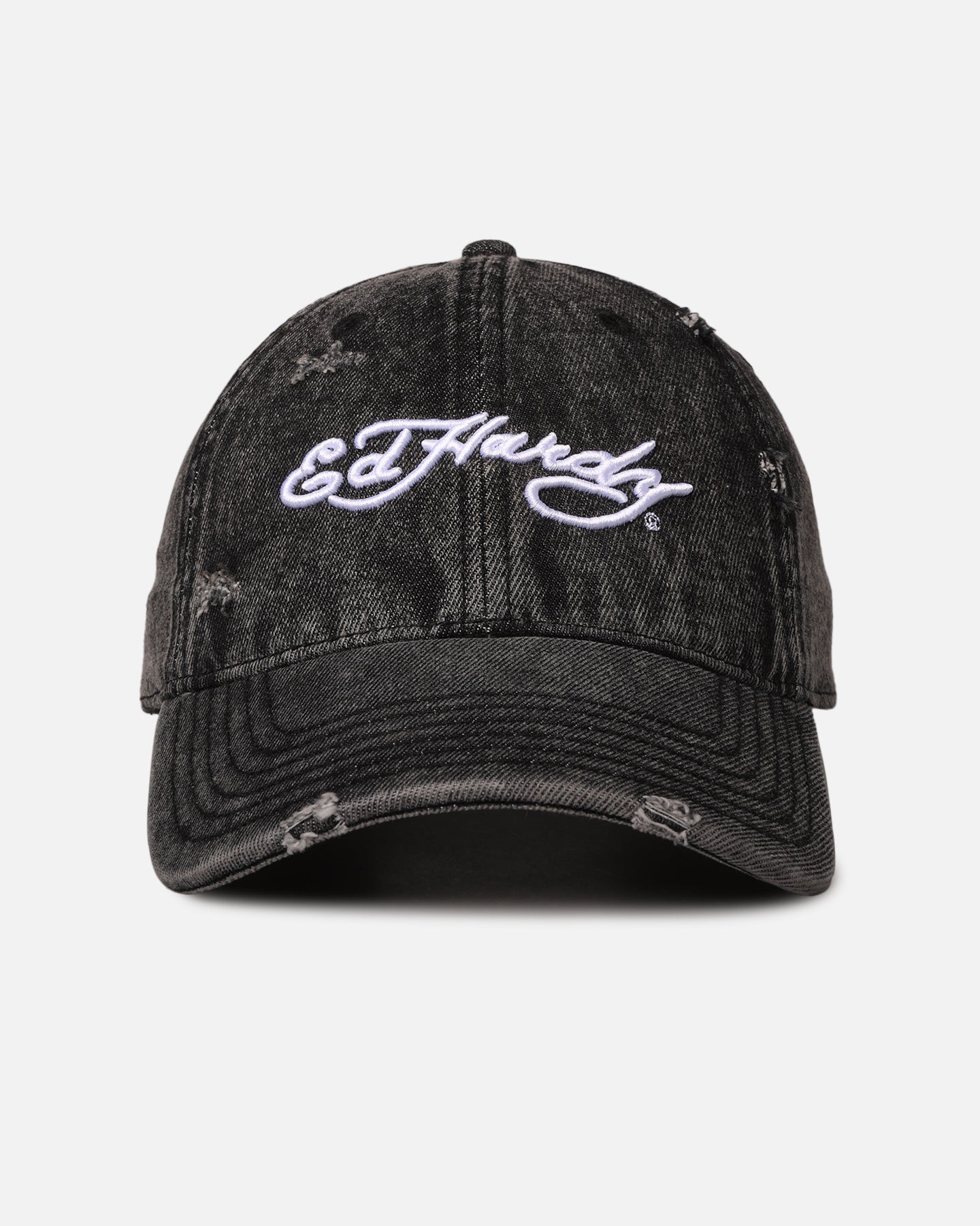 Ed Hardy Distressed Denim Strapback Cap Black Wash