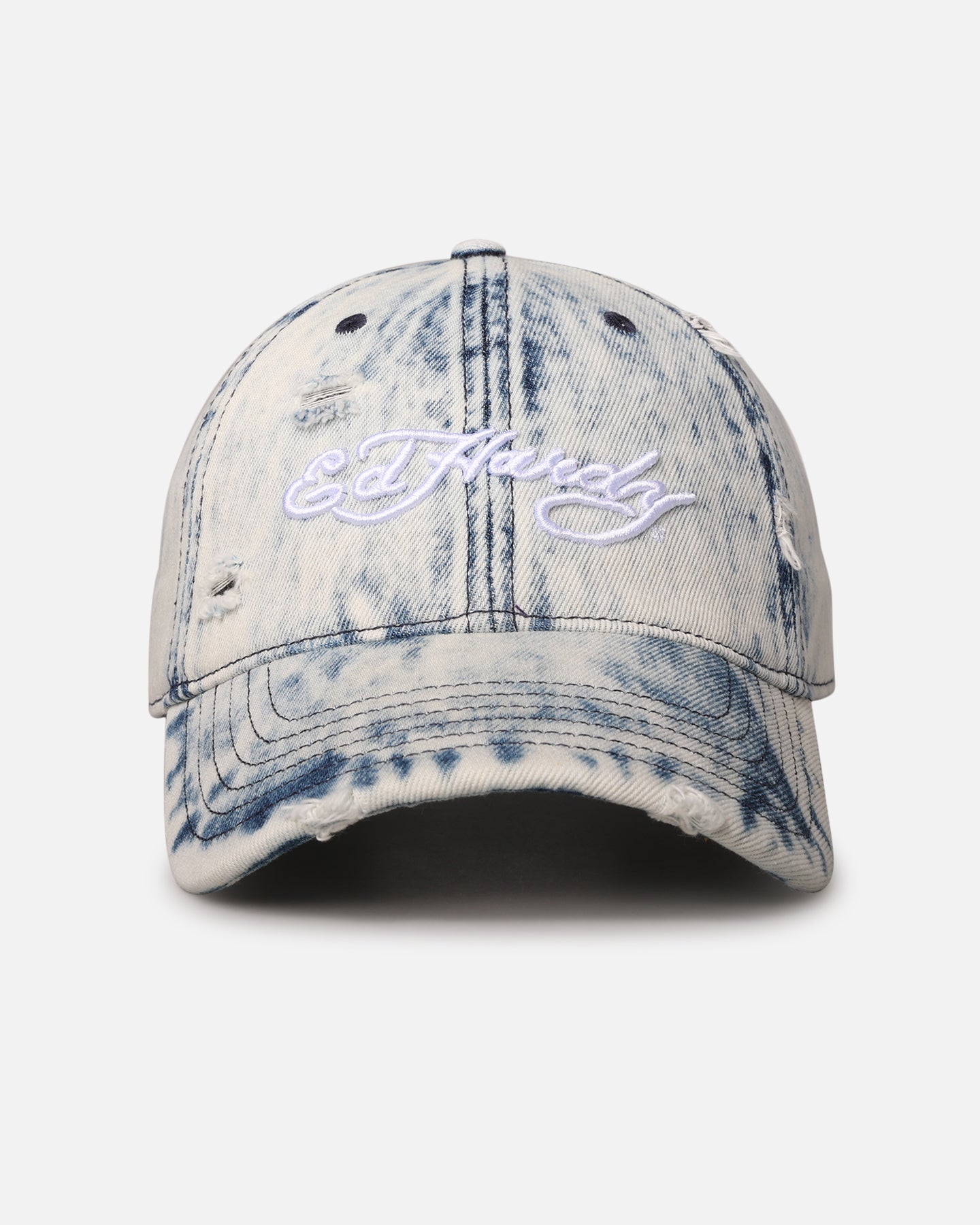 Ed Hardy Distressed Denim Strapback Cap Blue Wash