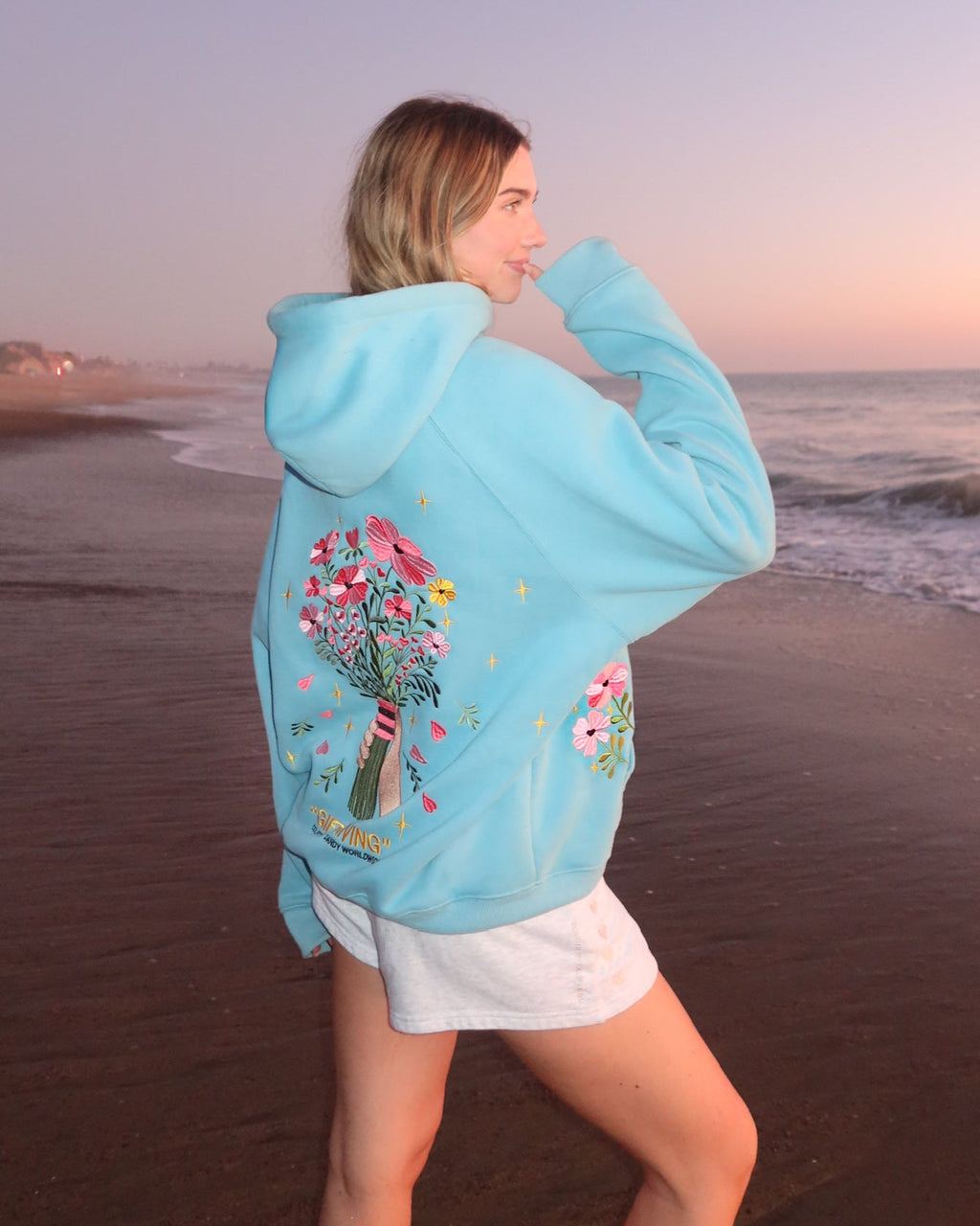 "Gift Giving" Oversized Lux Hoodie in Blue