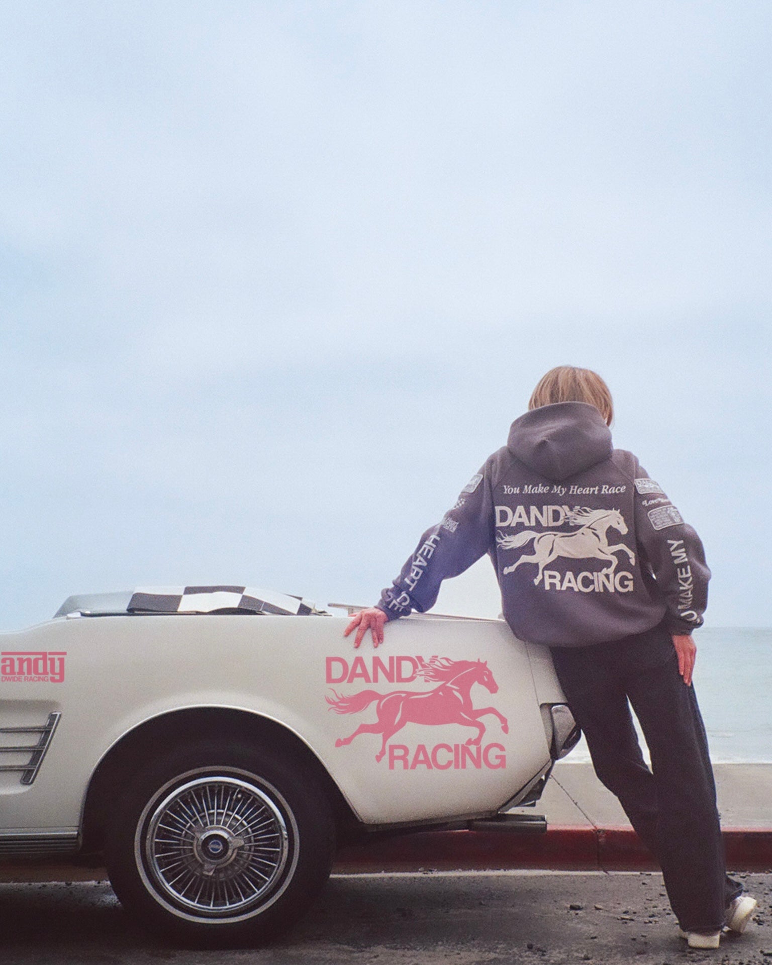 "Racing Heart" Oversized Lux Hoodie in Dark Gray