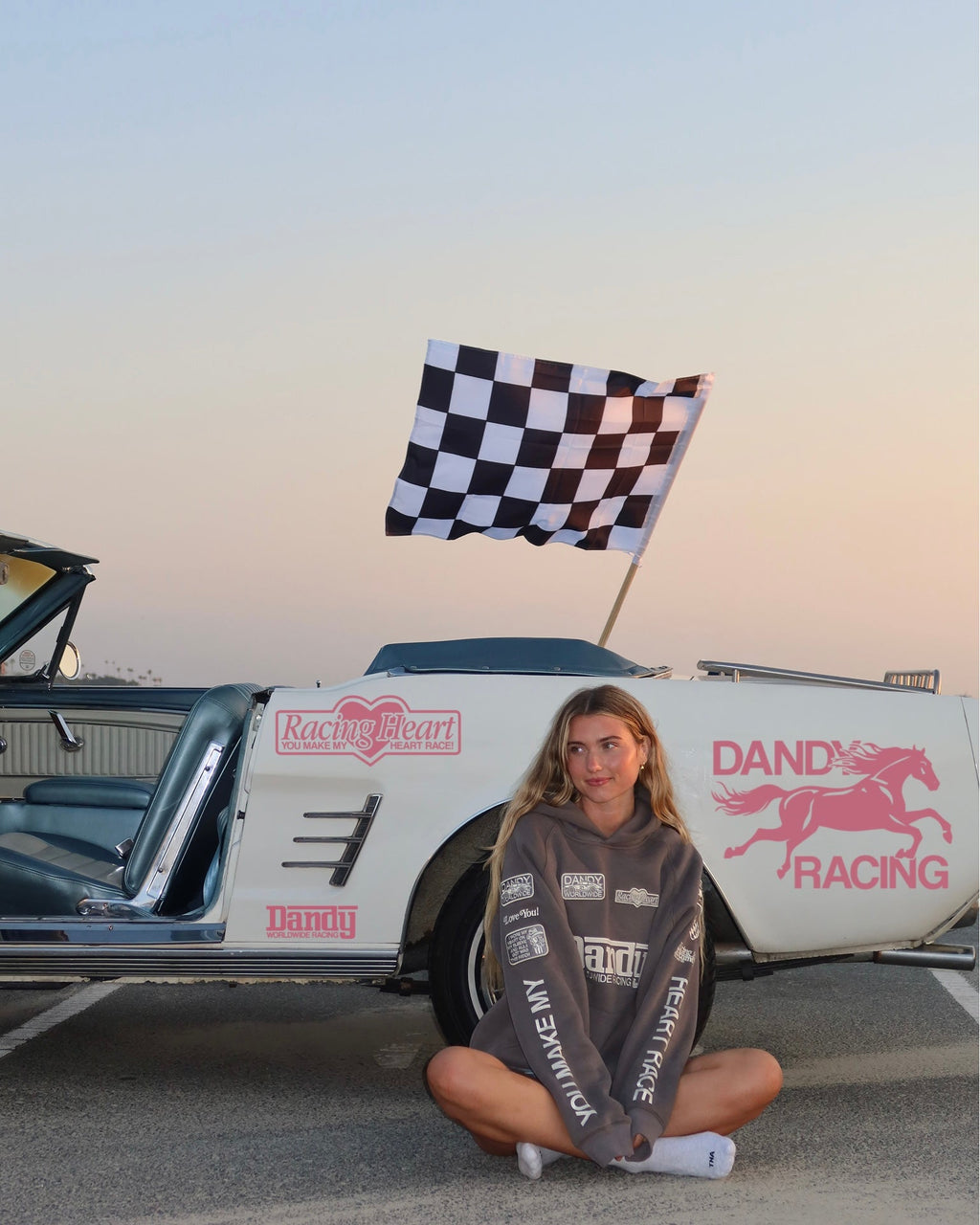 "Racing Heart" Oversized Lux Hoodie in Dark Gray