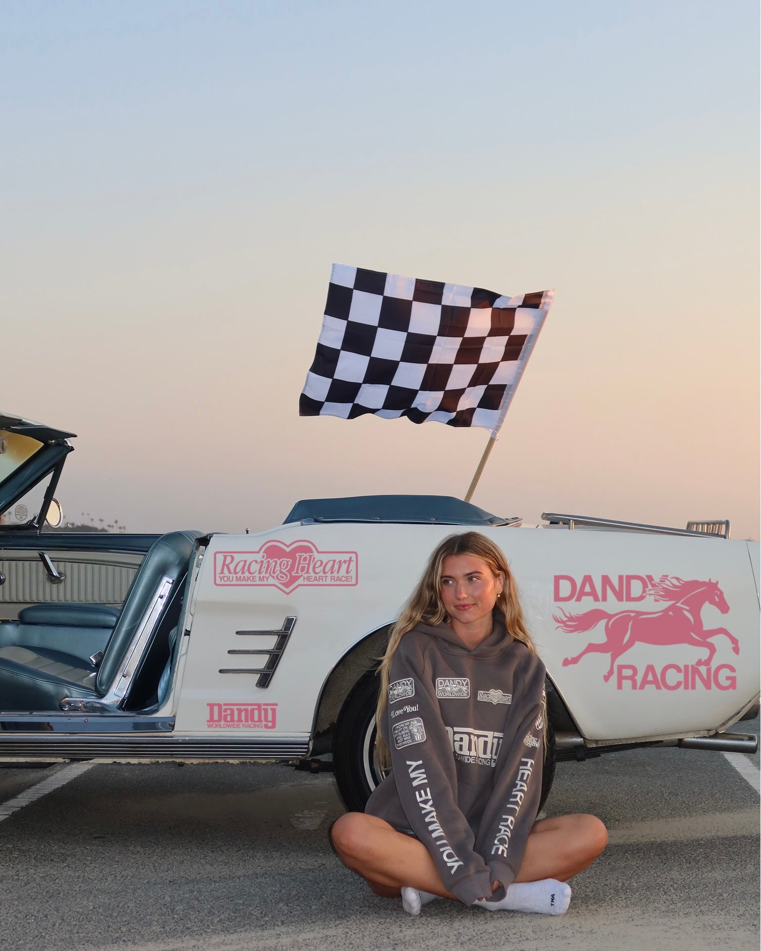 "Racing Heart" Oversized Lux Hoodie in Dark Gray