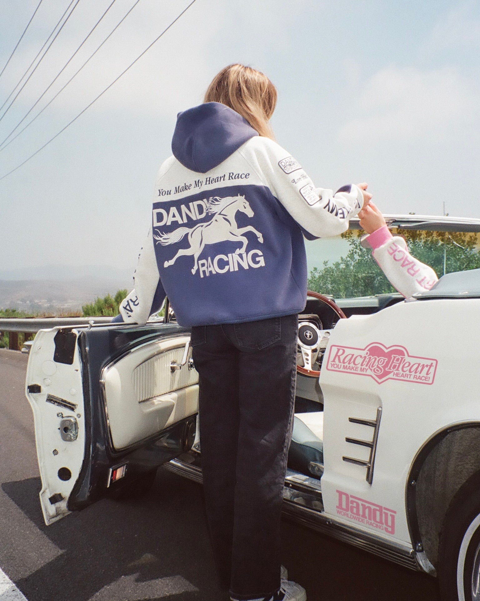 "Racing Heart" Oversized Lux Hoodie in Blue