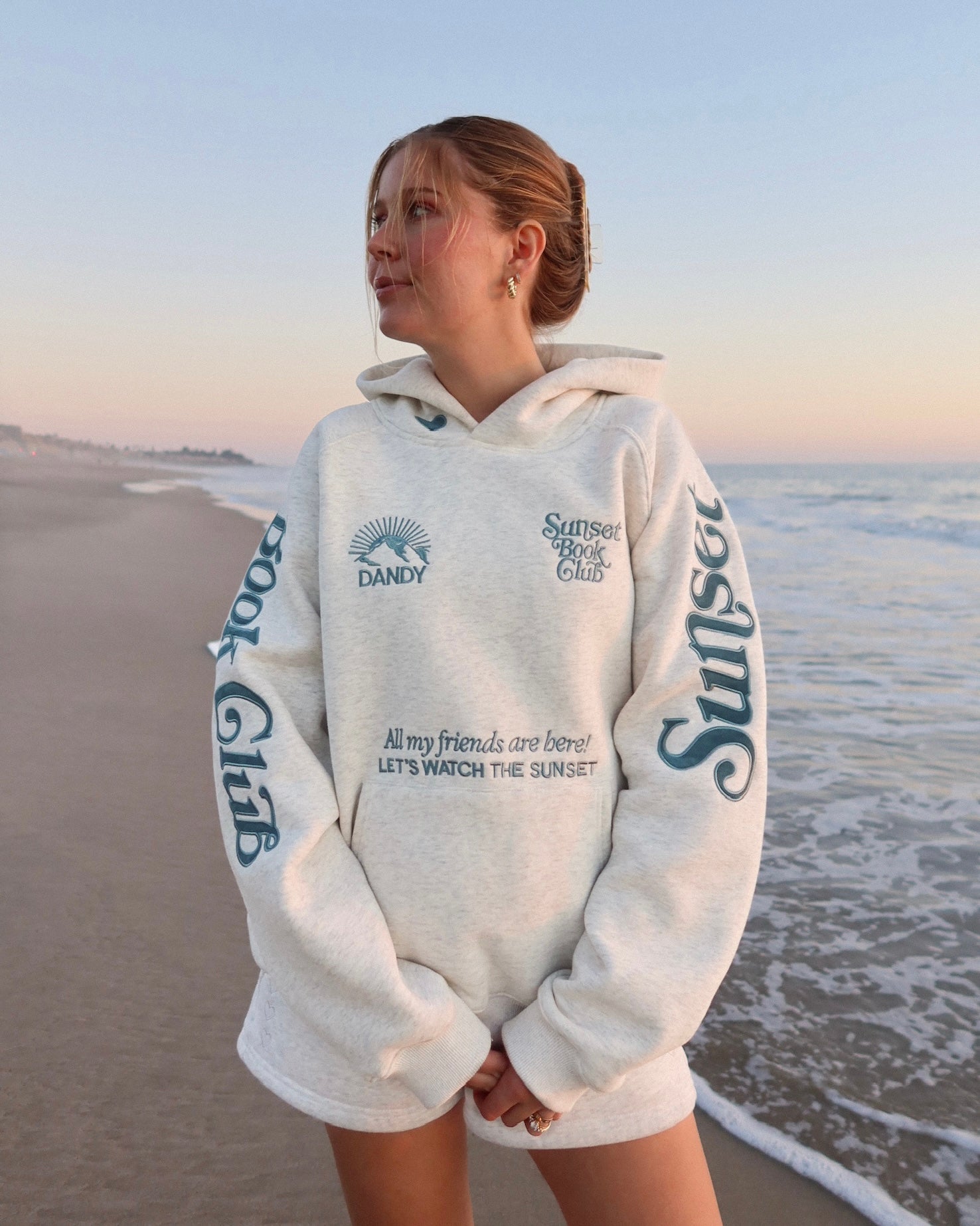 "Book Club" Oversized Lux Hoodie in Heather Gray and Blue