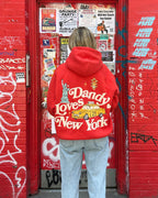 "New York" Oversized Lux Hoodie in Red
