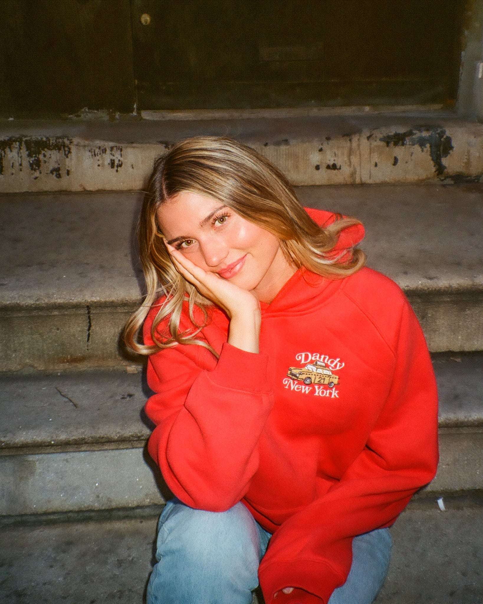 "New York" Oversized Lux Hoodie in Red