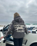 "Racing Heart" Oversized Lux Hoodie in Dark Gray