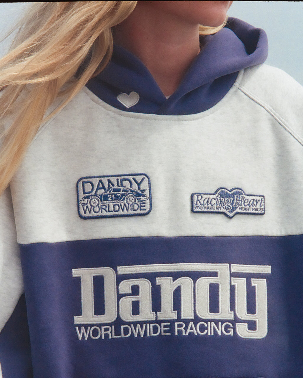 "Racing Heart" Oversized Lux Hoodie in Blue