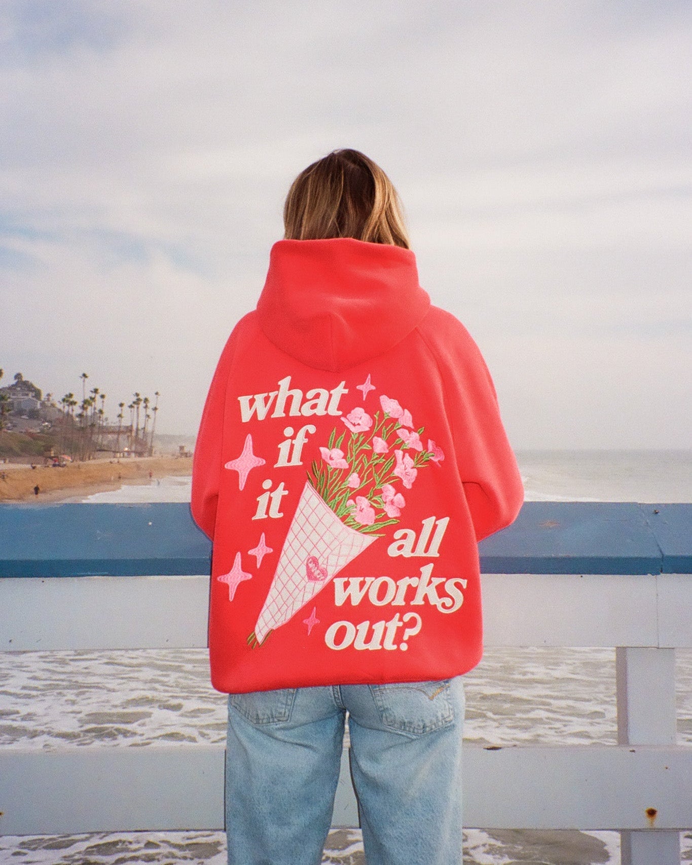 "What If" Oversized Lux Hoodie in Red