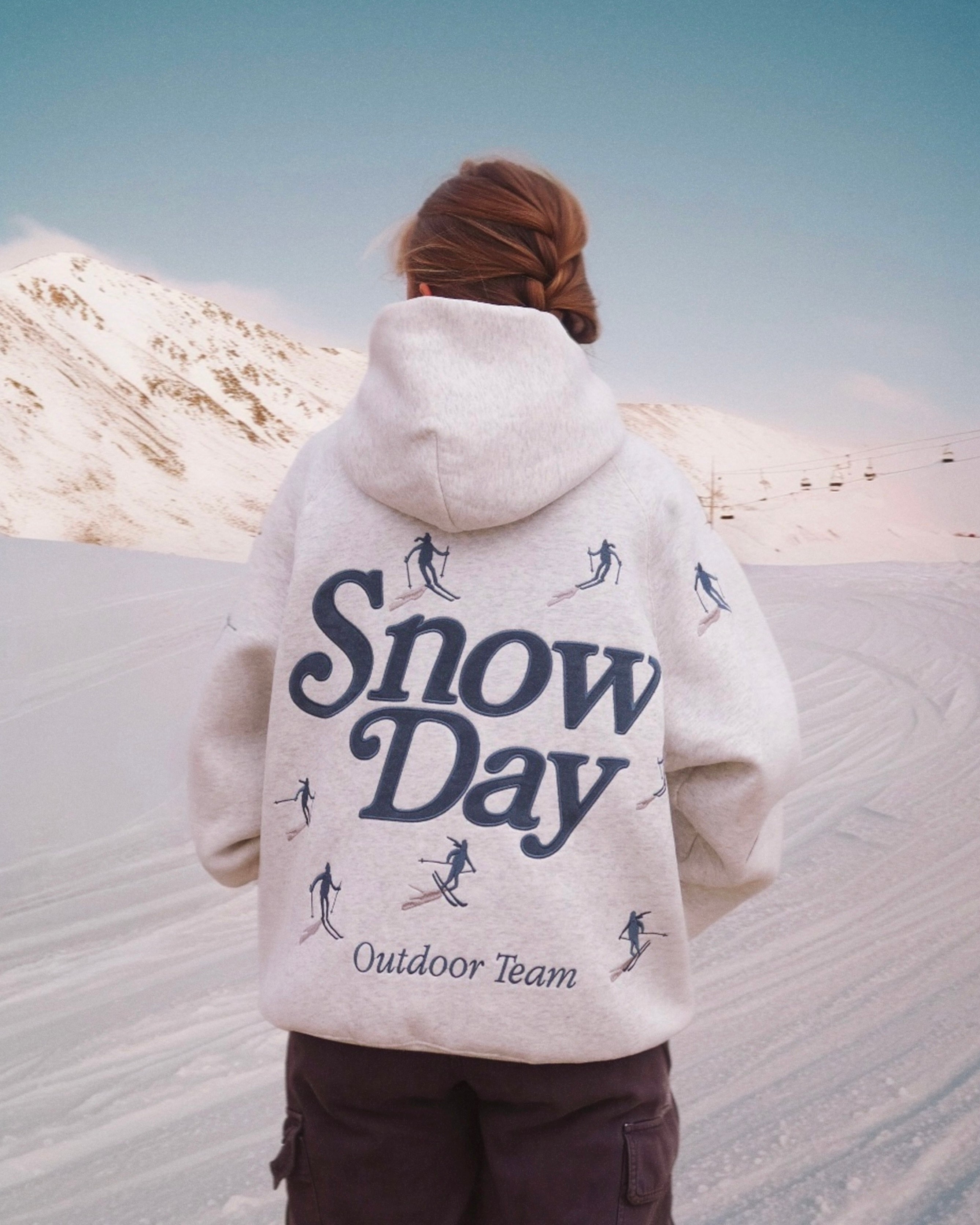 "Snow Day" Oversized Lux Hoodie | Fansdraw Heather Gray – Plush Winter Sweatshirt for Cold Days