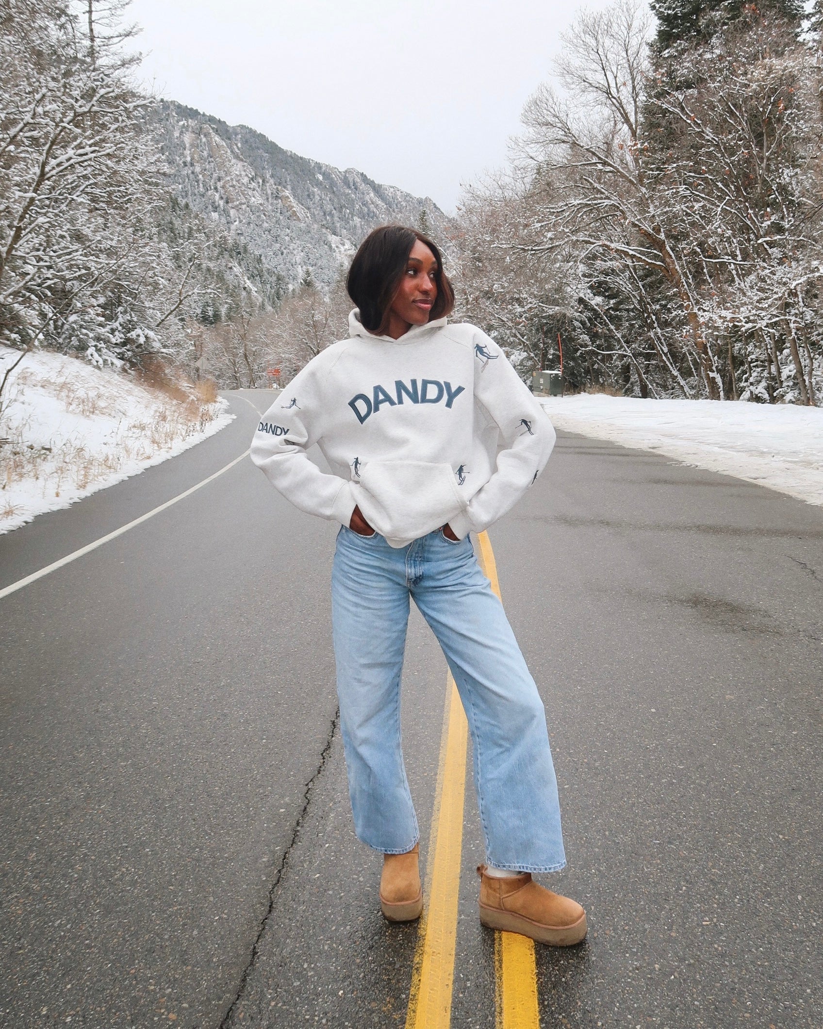 "Snow Day" Oversized Lux Hoodie | Fansdraw Heather Gray – Plush Winter Sweatshirt for Cold Days