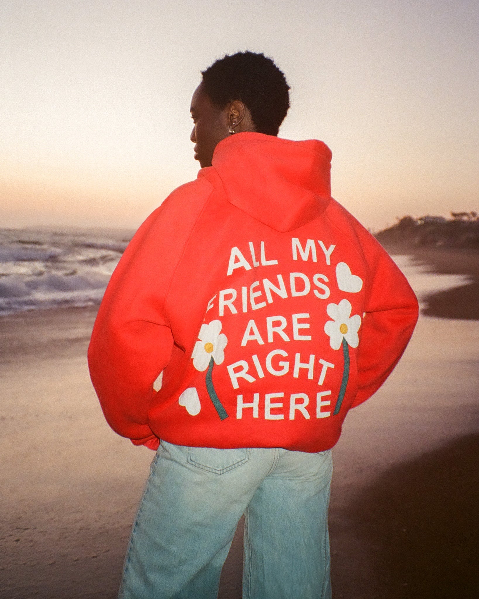 "All my Friends" Oversized Lux Hoodie in Red