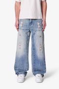 MNML Ultra Baggy Western Jewel Jeans Blue