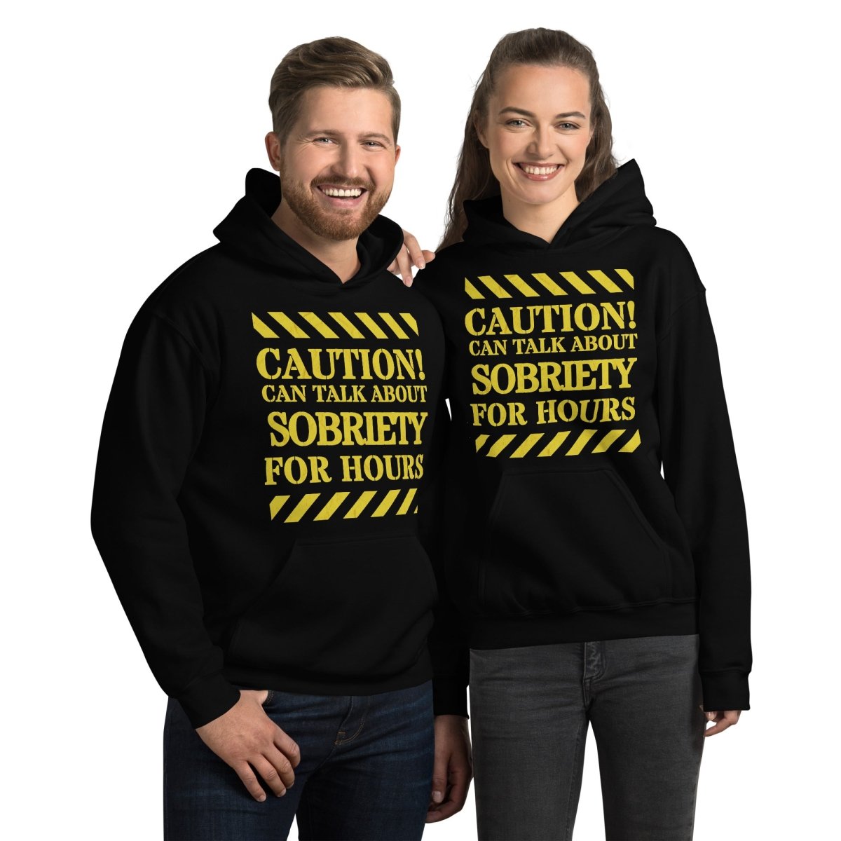 Caution Can Talk About Sobriety for Hours Hoodie - Recovery Conversation Starter