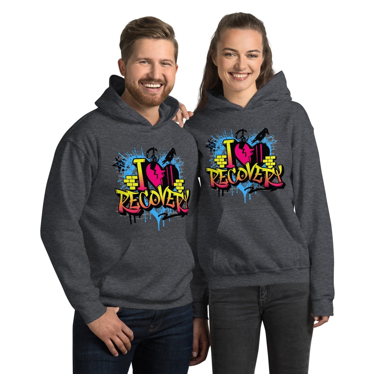 I Heart Recovery Graffiti Hoodie - Bold Sobriety Statement