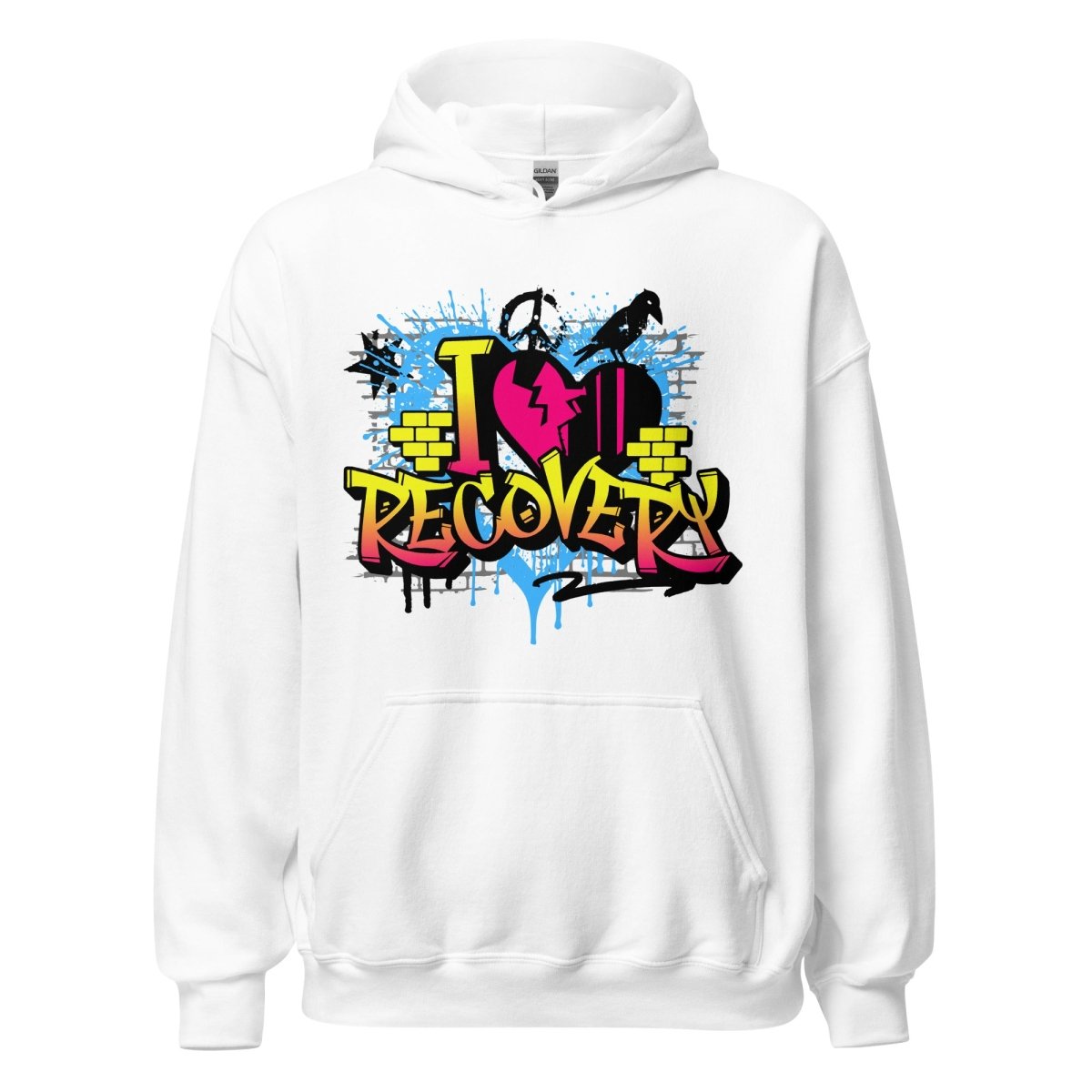 I Heart Recovery Graffiti Hoodie - Bold Sobriety Statement