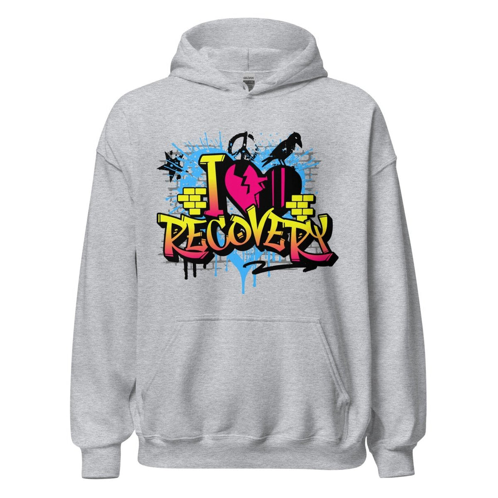 I Heart Recovery Graffiti Hoodie - Bold Sobriety Statement