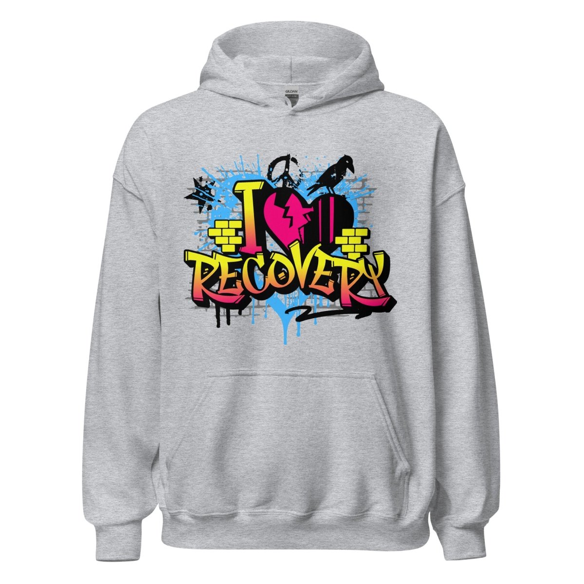 I Heart Recovery Graffiti Hoodie - Bold Sobriety Statement