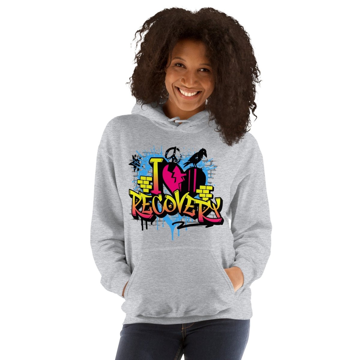 I Heart Recovery Graffiti Hoodie - Bold Sobriety Statement