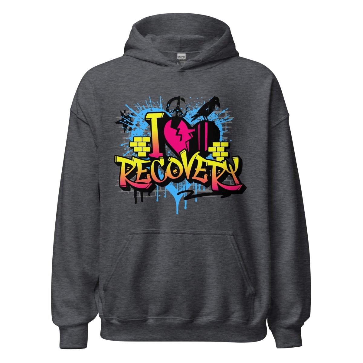 I Heart Recovery Graffiti Hoodie - Bold Sobriety Statement