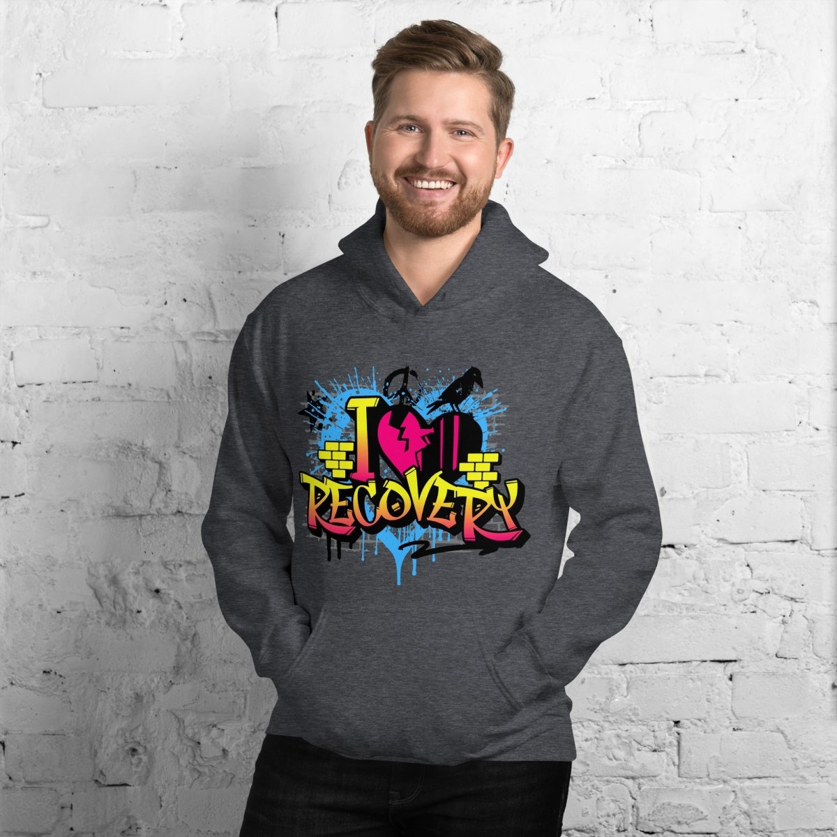I Heart Recovery Graffiti Hoodie - Bold Sobriety Statement