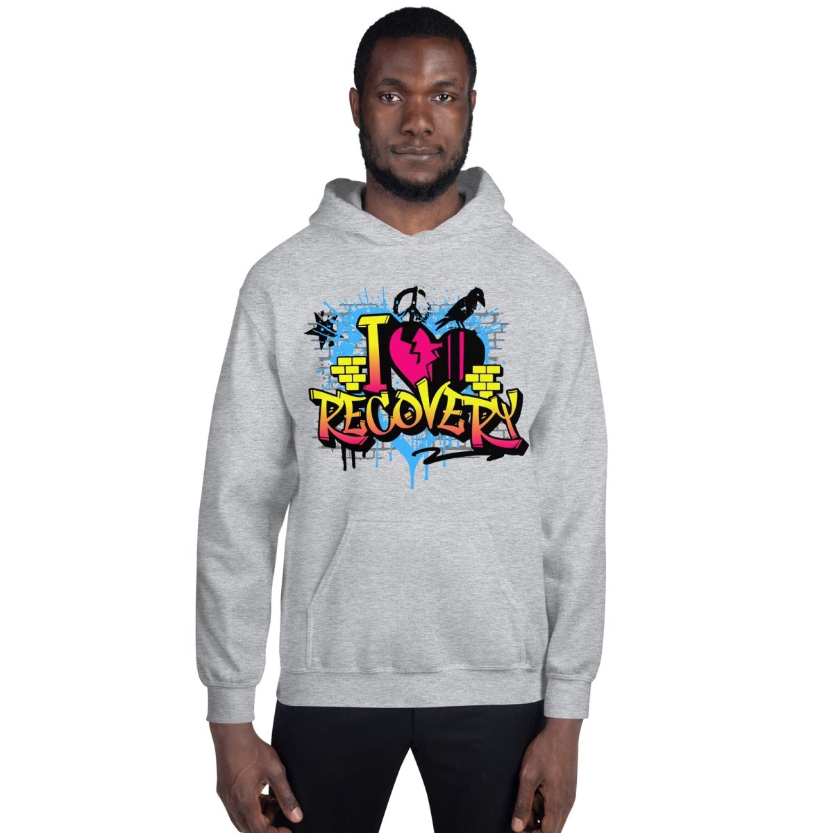 I Heart Recovery Graffiti Hoodie - Bold Sobriety Statement
