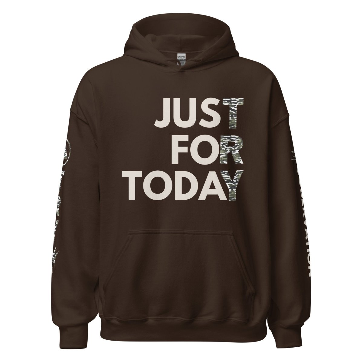 Just for Today Camo Hoodie – Recovery Streetwear with Attitude