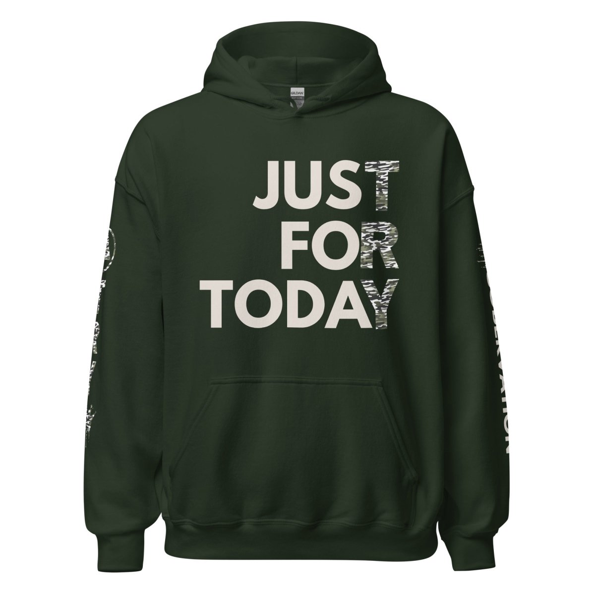 Just for Today Camo Hoodie – Recovery Streetwear with Attitude