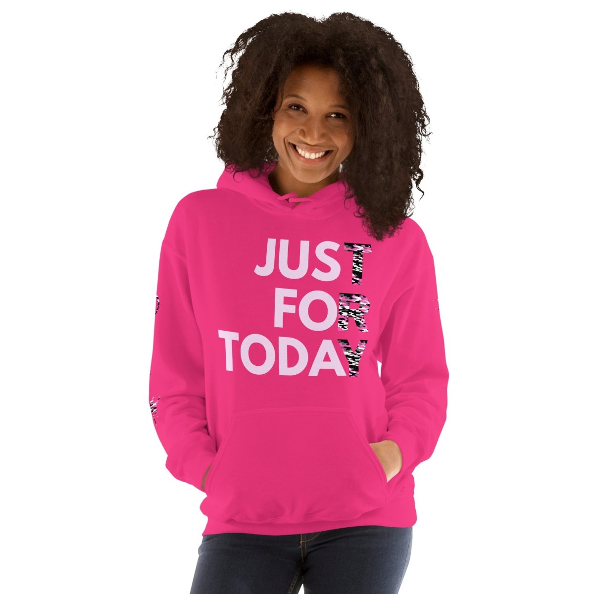 Just for Today Pink Camo Hoodie – Recovery with Style