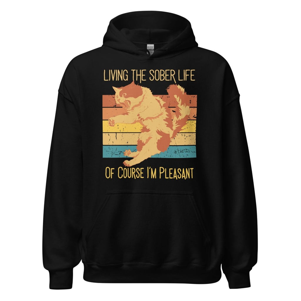 Living the Sober Life Hoodie – Funny Sarcastic Recovery Cat