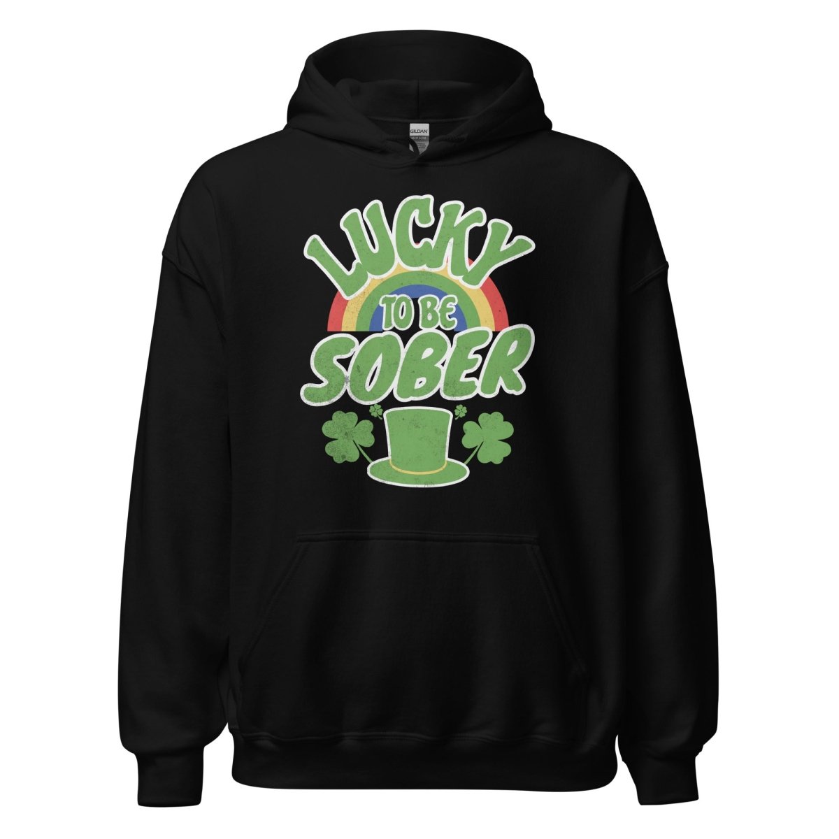Lucky to be Sober St. Patrick's Day Hoodie - Rainbow Shamrock Design