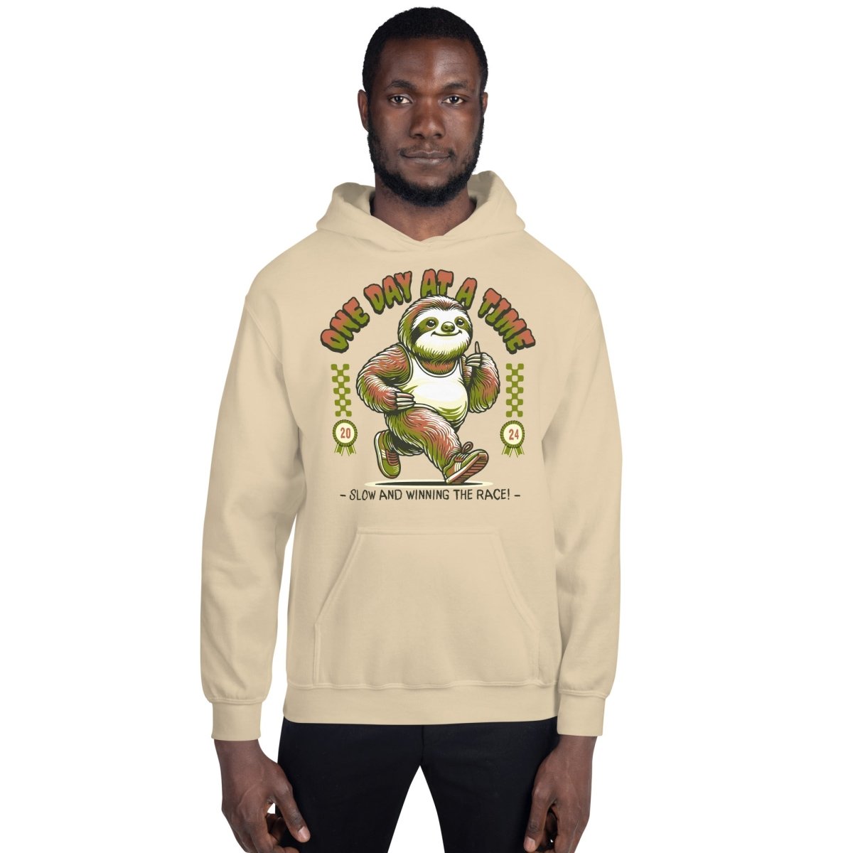 One Day at a Time Sloth Unisex Hoodie - Slow and Winning Recovery Hoodie
