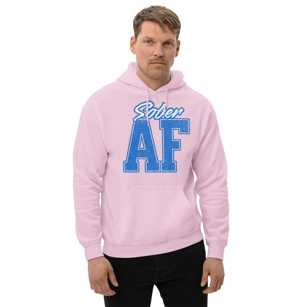SOBER AF Collegiate Unisex Hoodie - Bold Recovery Statement Sweatshirt