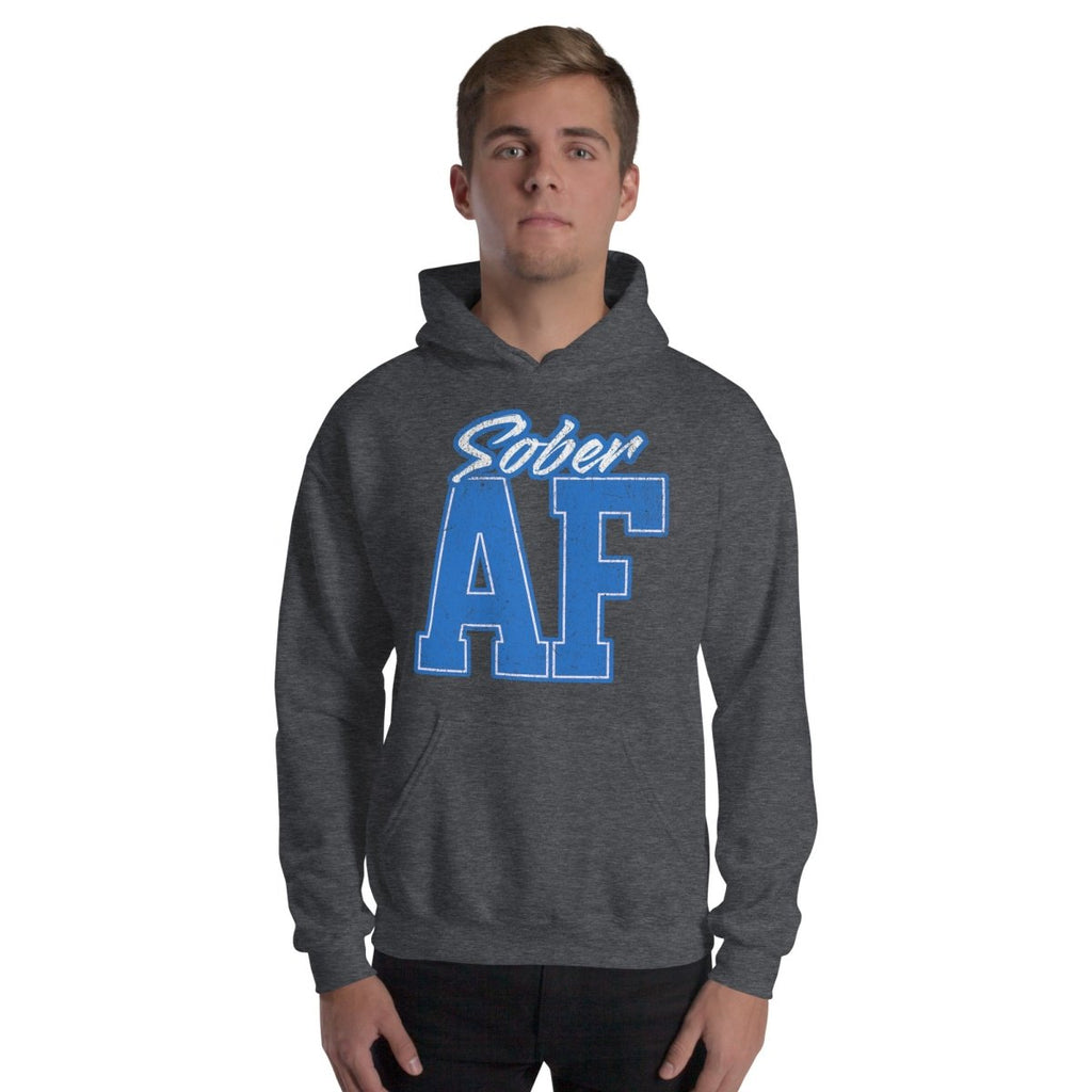 SOBER AF Collegiate Unisex Hoodie - Bold Recovery Statement Sweatshirt