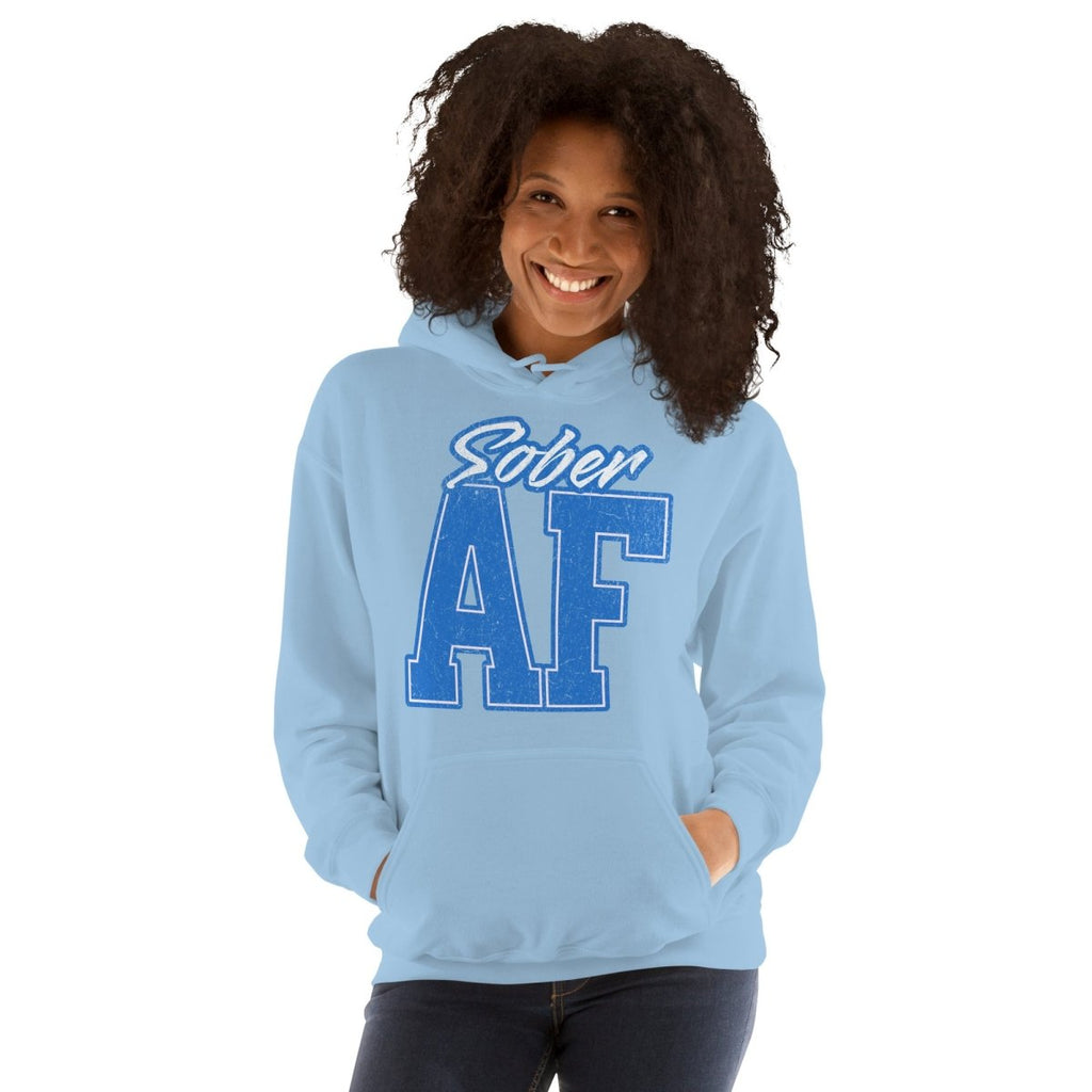 SOBER AF Collegiate Unisex Hoodie - Bold Recovery Statement Sweatshirt