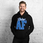 SOBER AF Collegiate Unisex Hoodie - Bold Recovery Statement Sweatshirt