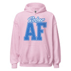 SOBER AF Collegiate Unisex Hoodie - Bold Recovery Statement Sweatshirt