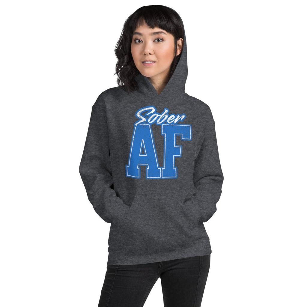 SOBER AF Collegiate Unisex Hoodie - Bold Recovery Statement Sweatshirt