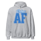SOBER AF Collegiate Unisex Hoodie - Bold Recovery Statement Sweatshirt