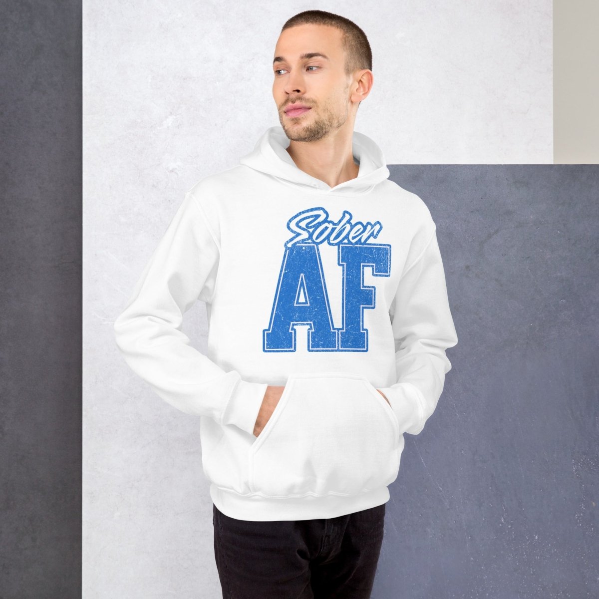 SOBER AF Collegiate Unisex Hoodie - Bold Recovery Statement Sweatshirt