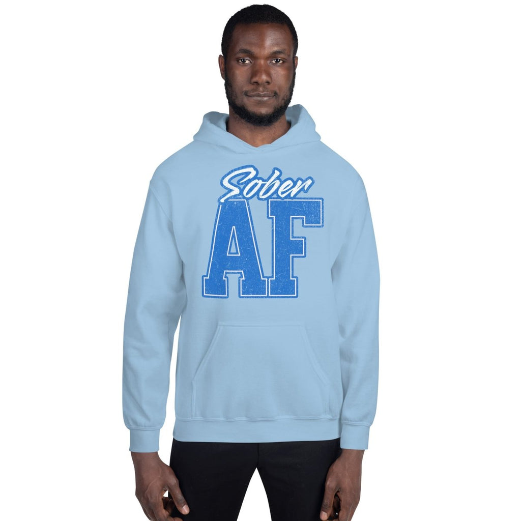 SOBER AF Collegiate Unisex Hoodie - Bold Recovery Statement Sweatshirt