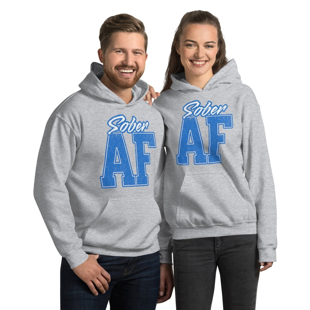 SOBER AF Collegiate Unisex Hoodie - Bold Recovery Statement Sweatshirt