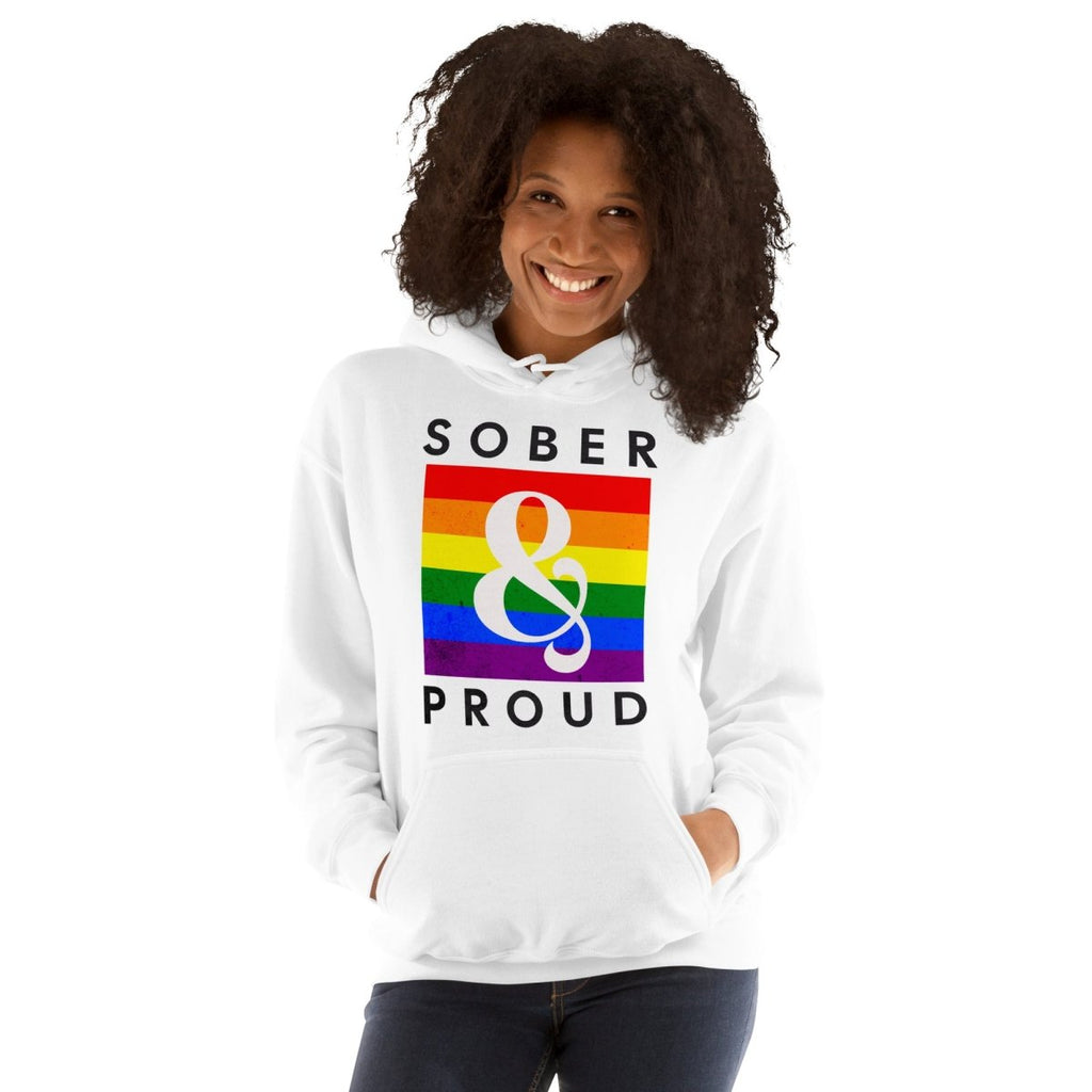 Sober & Proud Rainbow Pride Hoodie - Unisex Recovery Sweatshirt