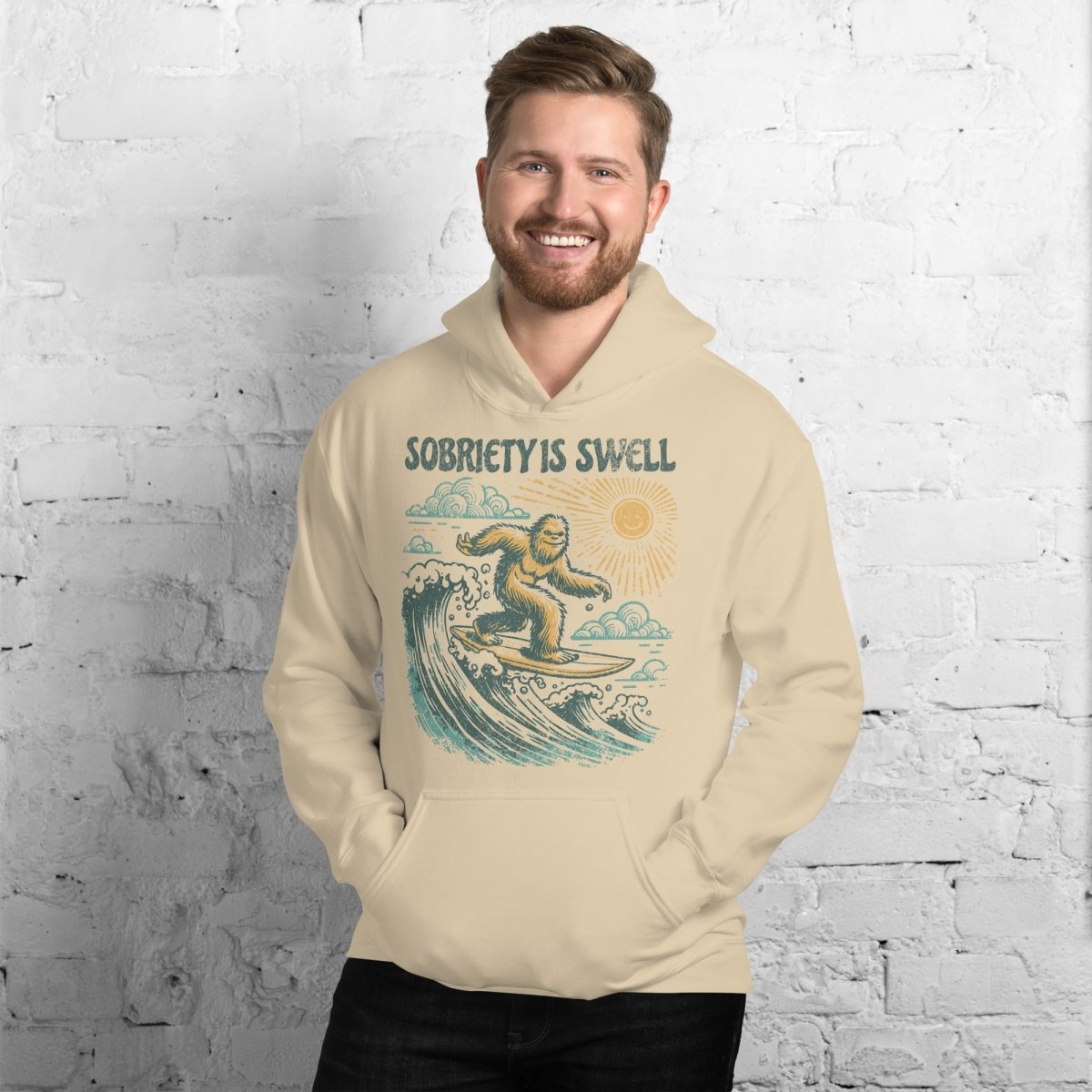 Sobriety Is Swell Bigfoot Hoodie - Unisex Recovery Sweatshirt