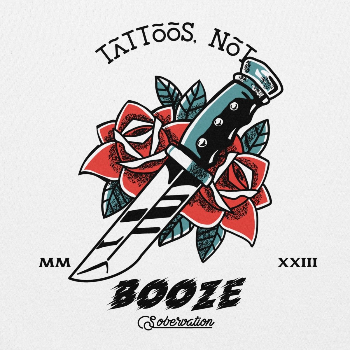 Tattoos Not Booze Rose Dagger Unisex Hoodie