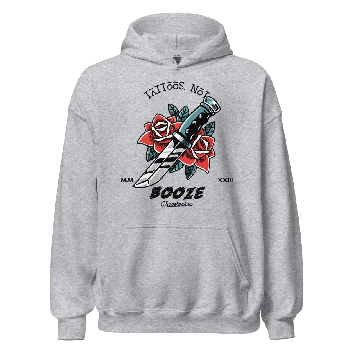 Tattoos Not Booze Rose Dagger Unisex Hoodie