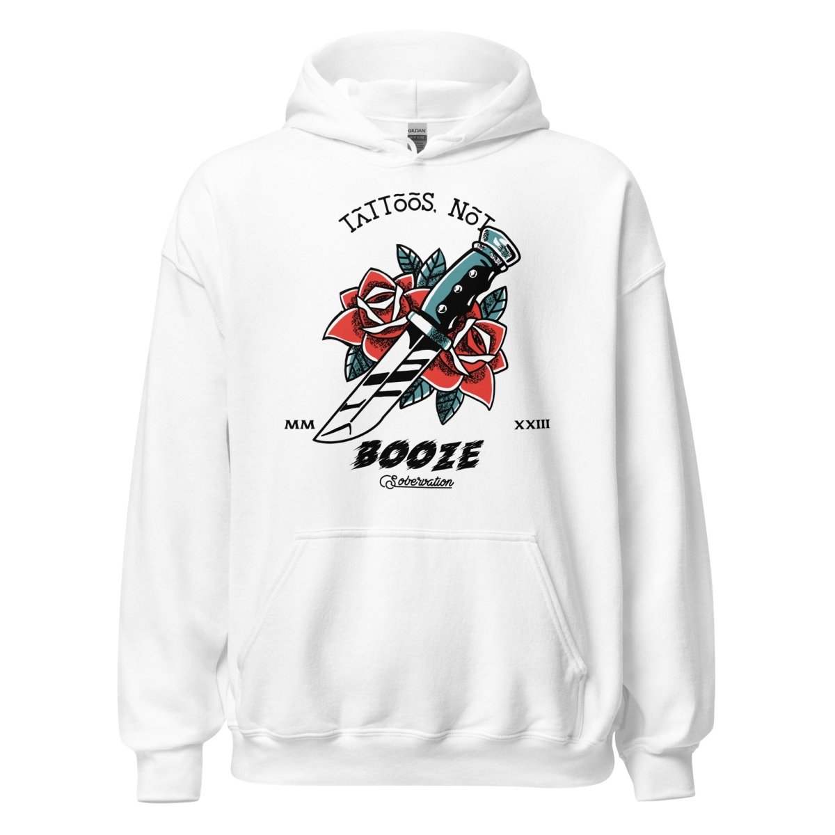 Tattoos Not Booze Rose Dagger Unisex Hoodie